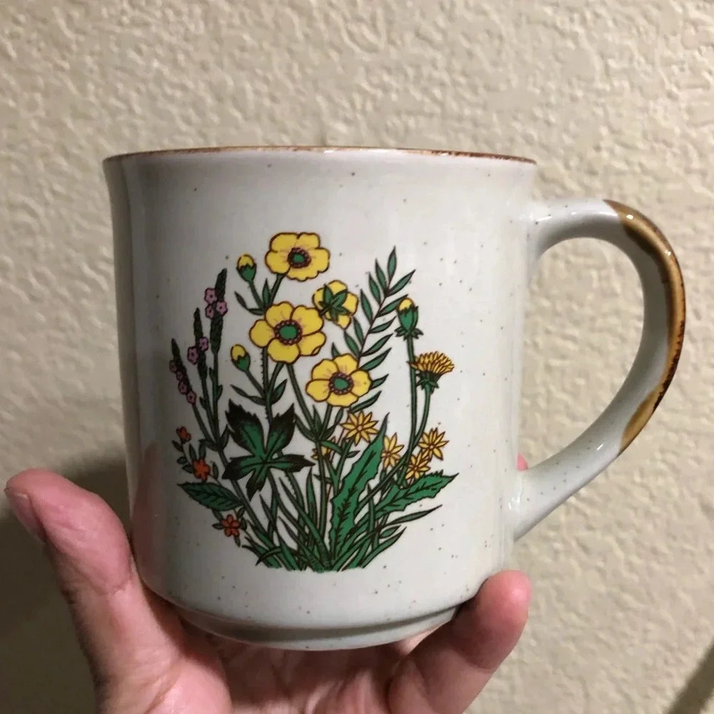 vtg 70s japanese stoneware coffee mug tea mug